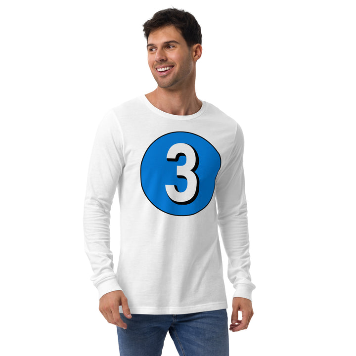 Unisex Long Sleeve Tee: White on Blue 3