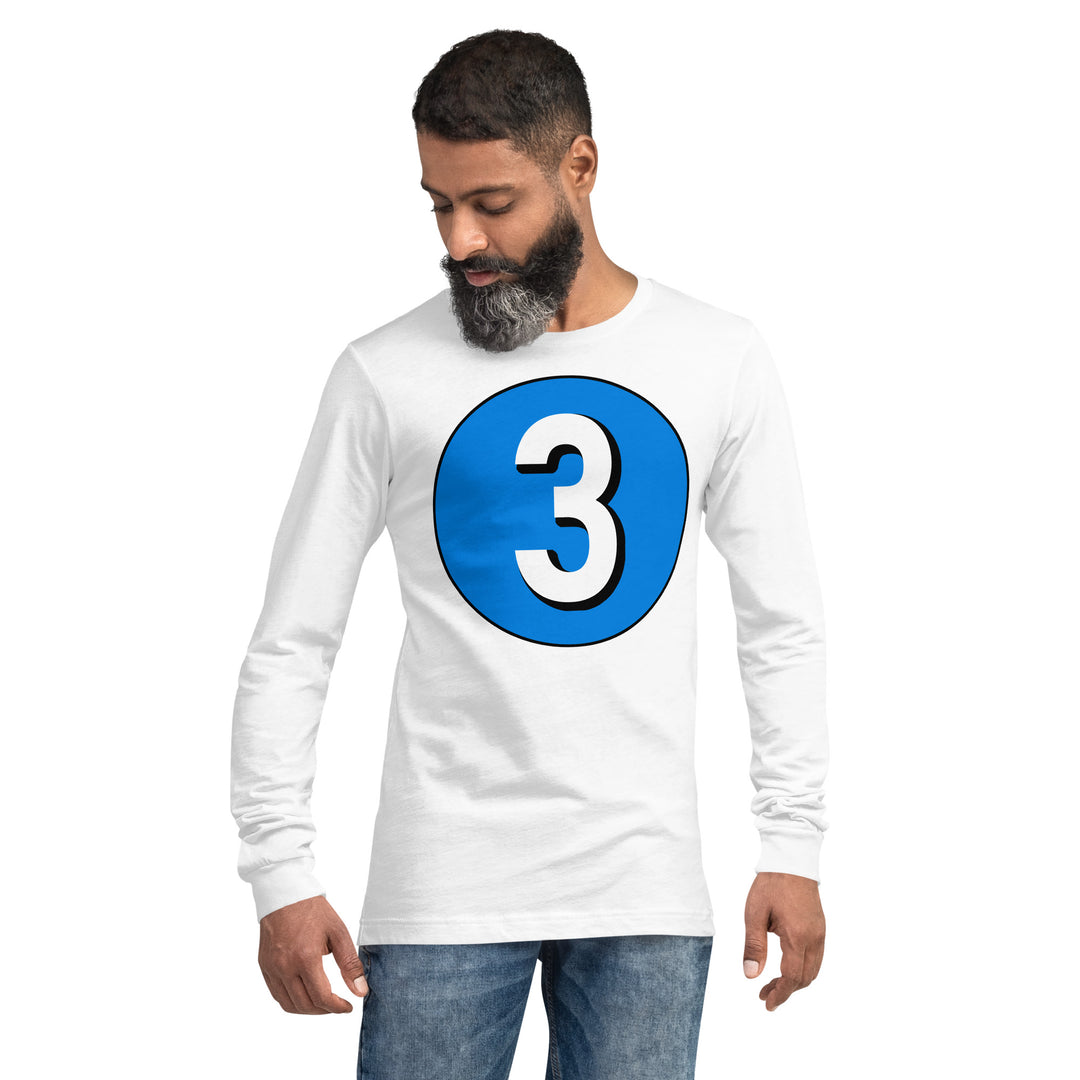 Unisex Long Sleeve Tee: White on Blue 3