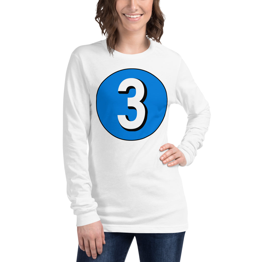 Unisex Long Sleeve Tee: White on Blue 3