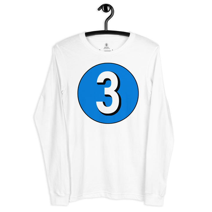 Unisex Long Sleeve Tee: White on Blue 3