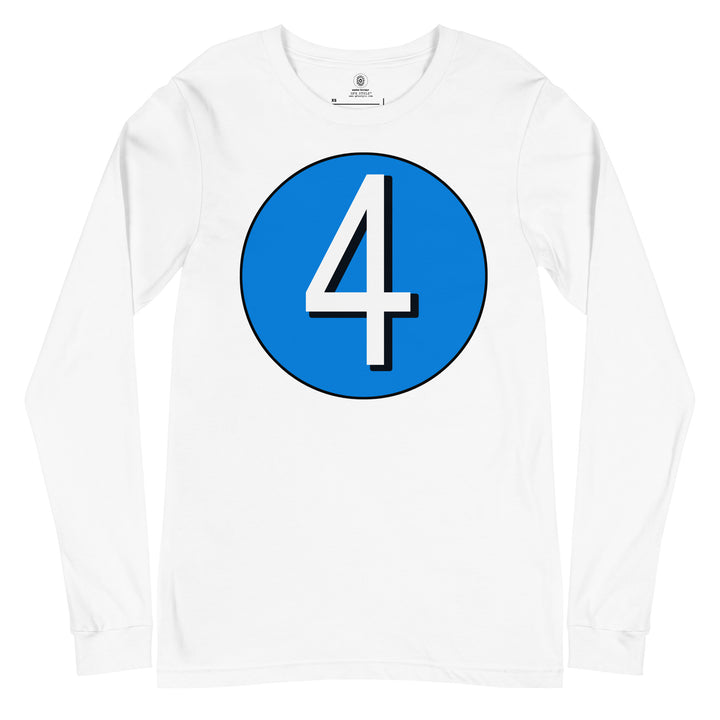 Unisex Long Sleeve Tee: White on Blue 4