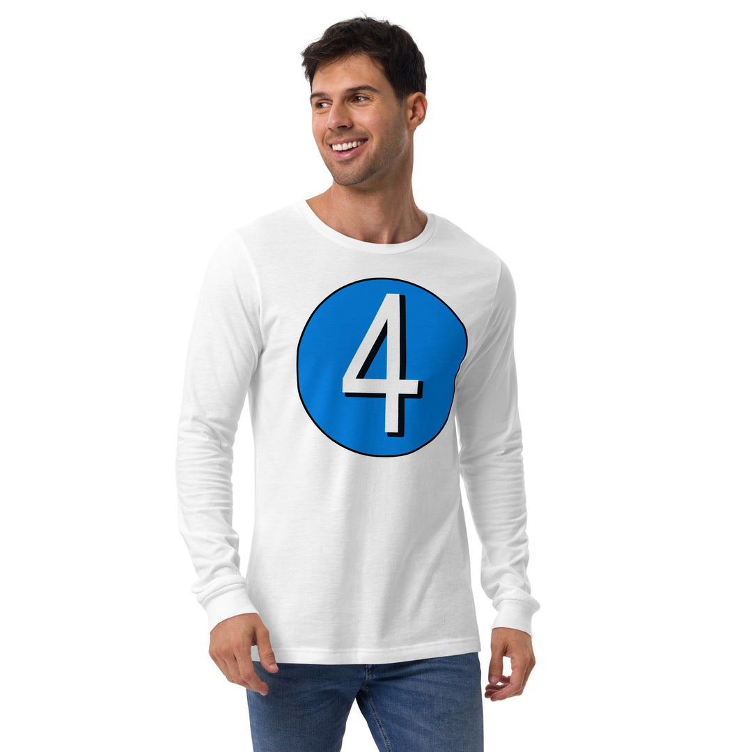 Unisex Long Sleeve Tee: White on Blue 4