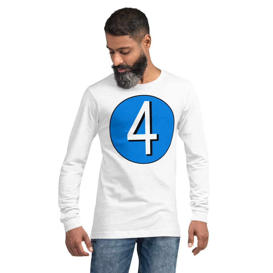 Unisex Long Sleeve Tee: White on Blue 4