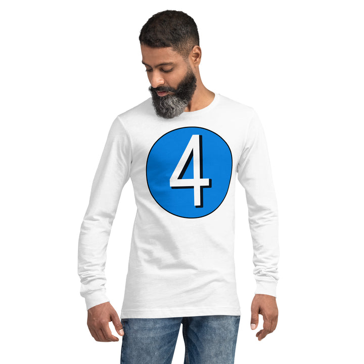 Unisex Long Sleeve Tee: White on Blue 4