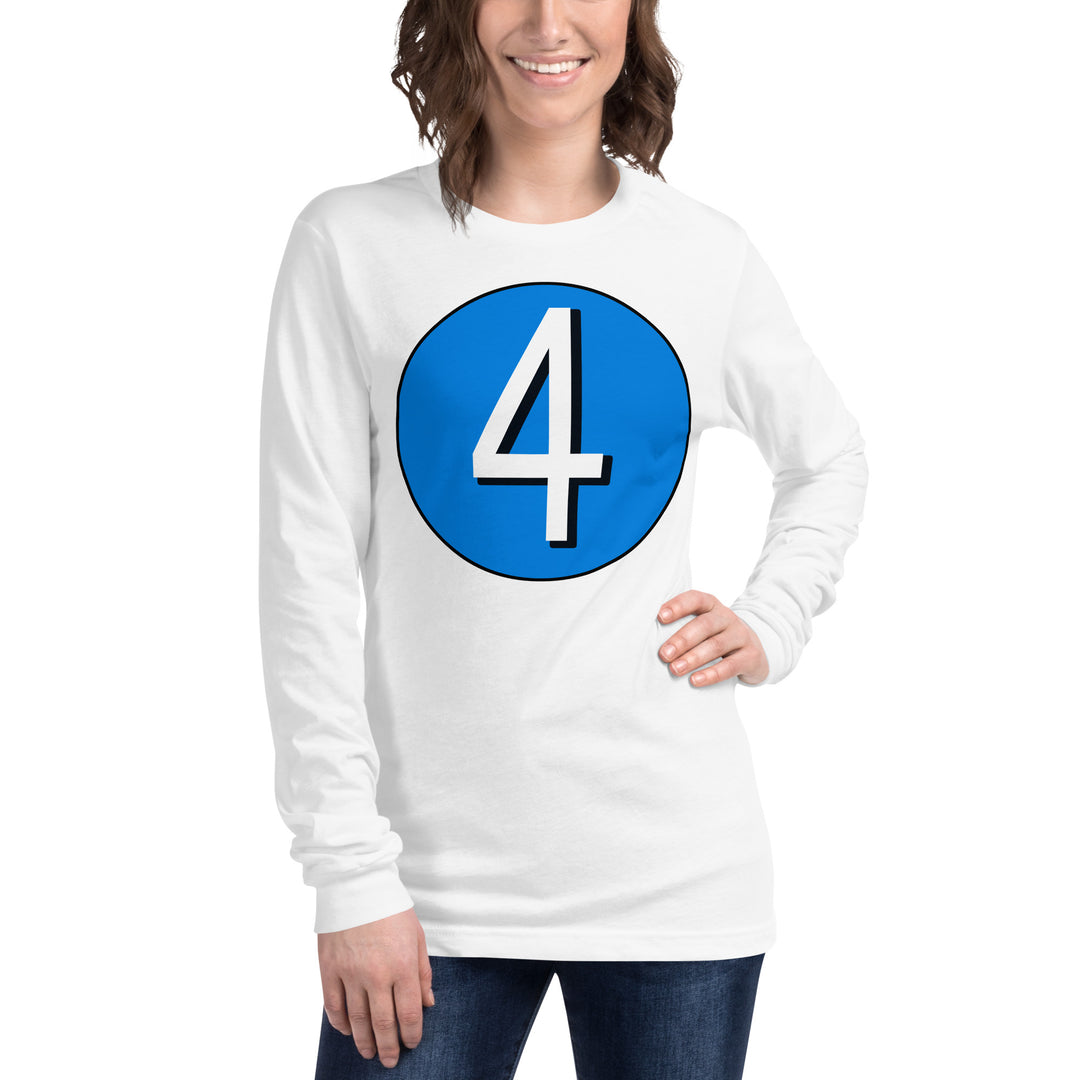 Unisex Long Sleeve Tee: White on Blue 4