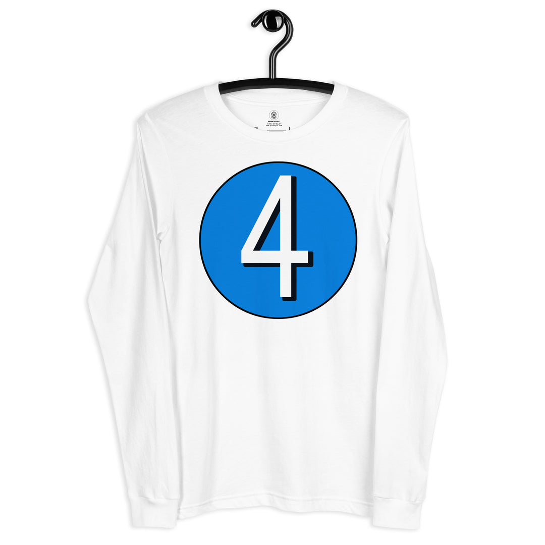 Unisex Long Sleeve Tee: White on Blue 4