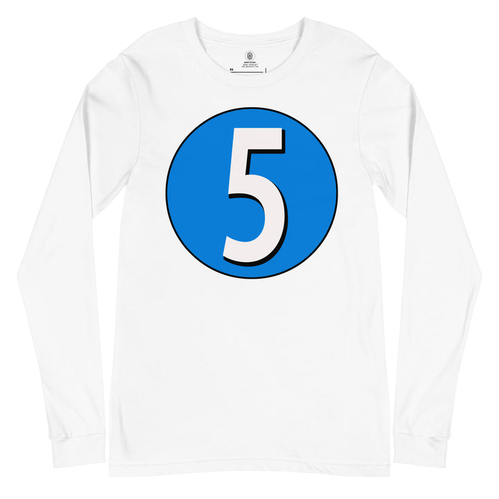 Unisex Long Sleeve Tee: White on Blue 5