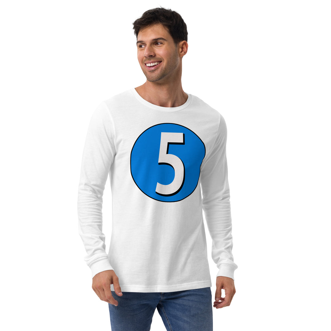 Unisex Long Sleeve Tee: White on Blue 5