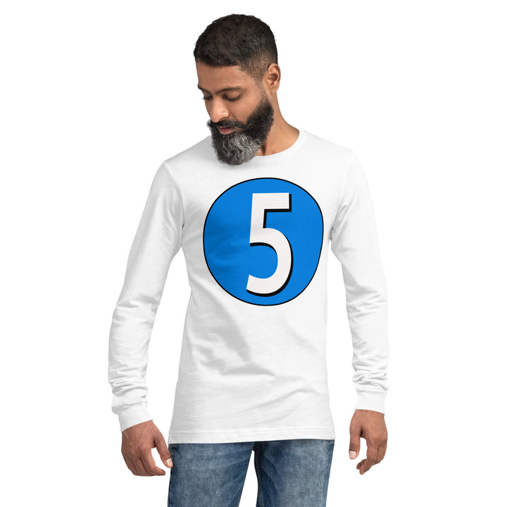 Unisex Long Sleeve Tee: White on Blue 5