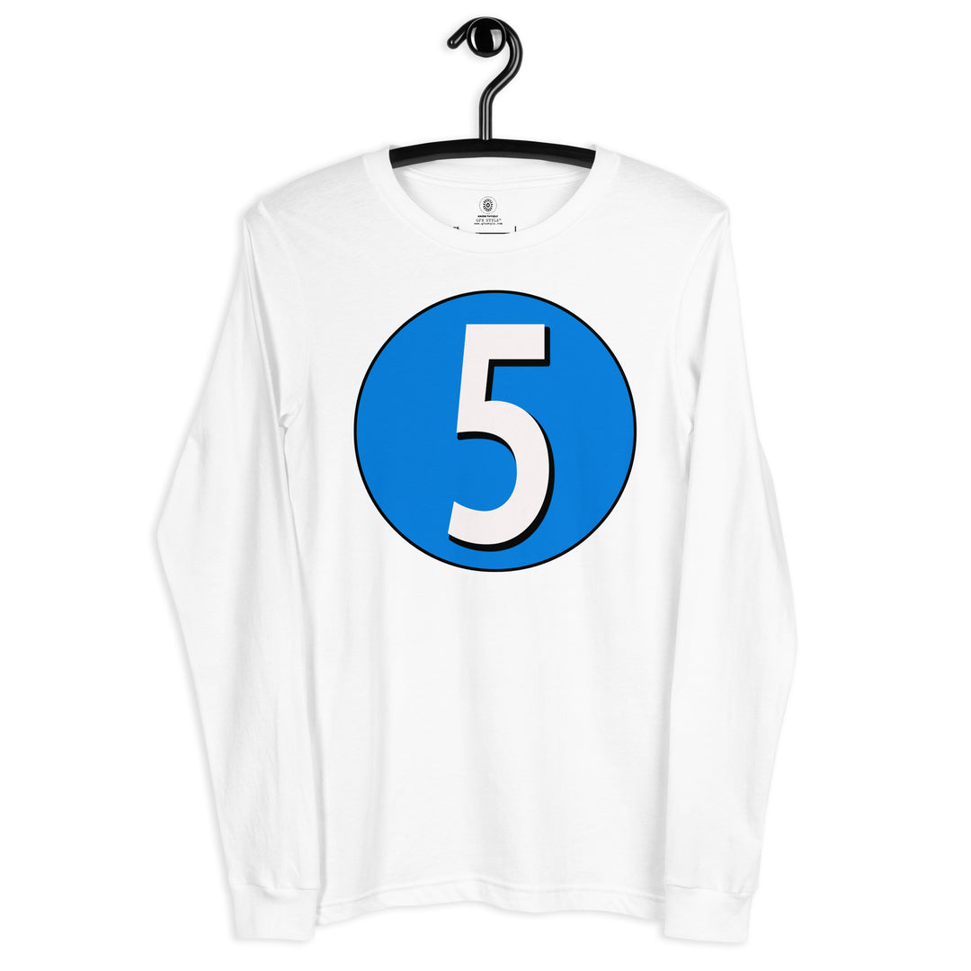 Unisex Long Sleeve Tee: White on Blue 5