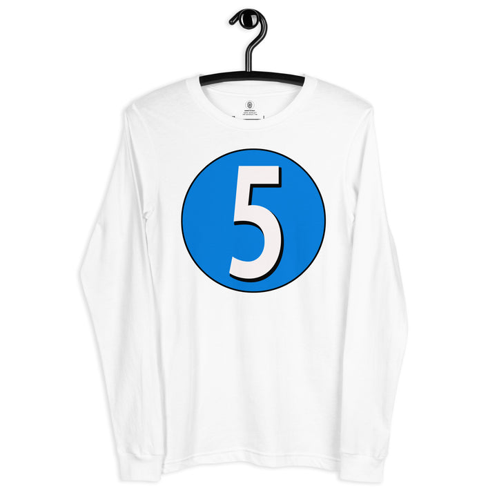 Unisex Long Sleeve Tee: White on Blue 5