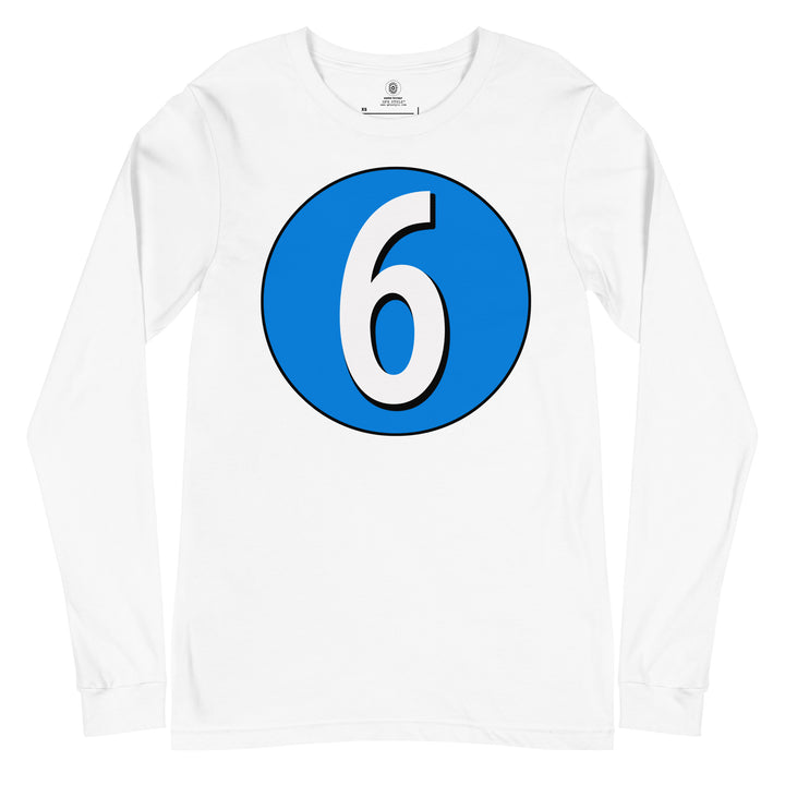 Unisex Long Sleeve Tee: White on Blue 6