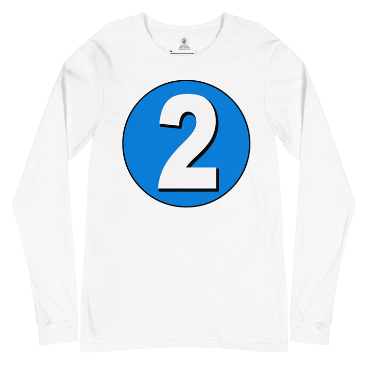 Unisex Long Sleeve Tee: White on Blue 2