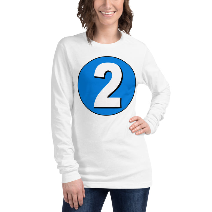 Unisex Long Sleeve Tee: White on Blue 2