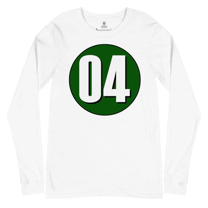 Unisex Long Sleeve Tee: White on Hunter Green 04