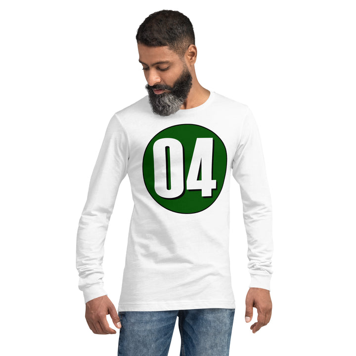 Unisex Long Sleeve Tee: White on Hunter Green 04