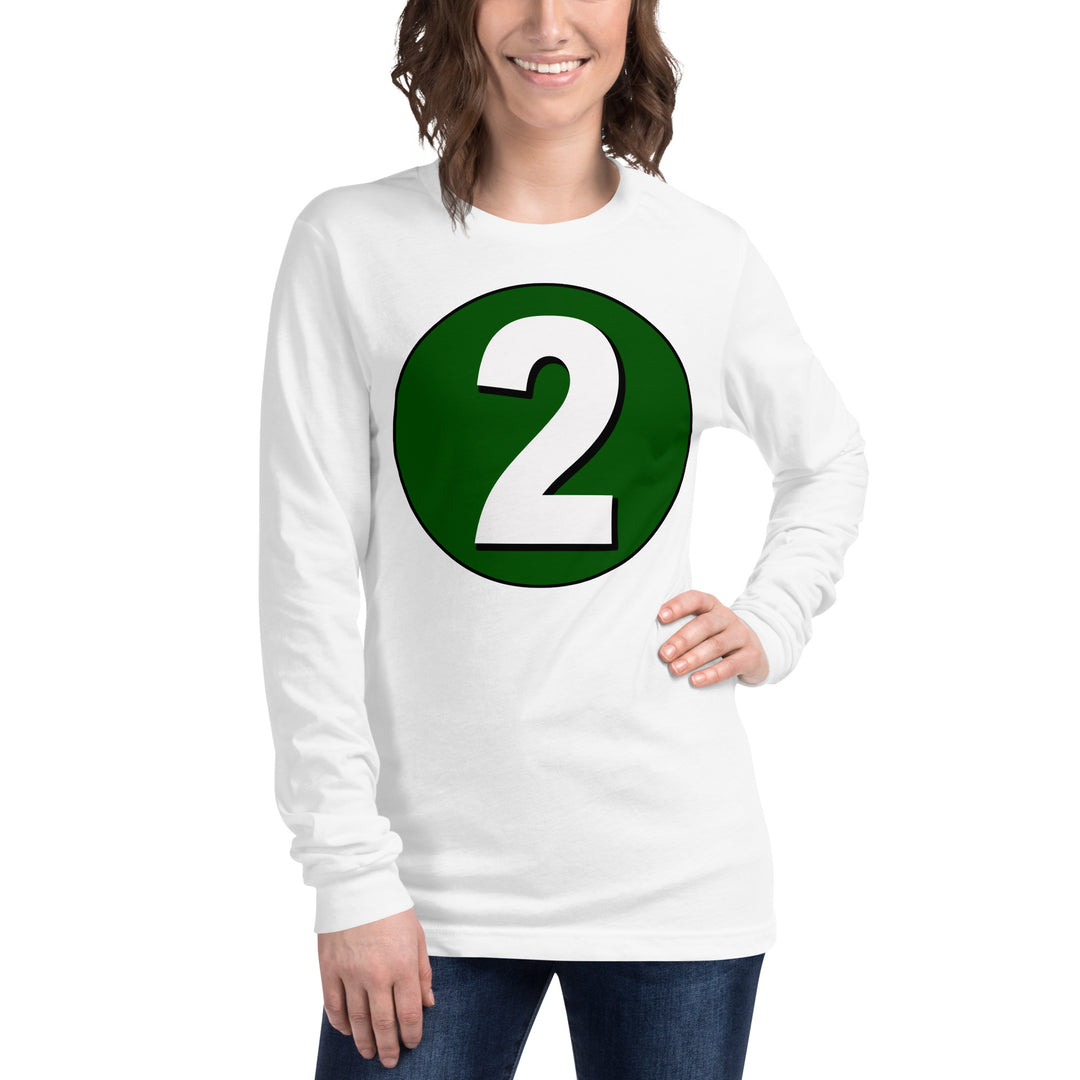 Unisex Long Sleeve Tee: White on Hunter Green 2