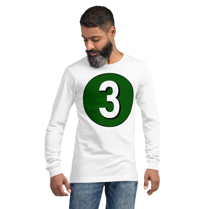 Unisex Long Sleeve Tee: White on Hunter Green 3