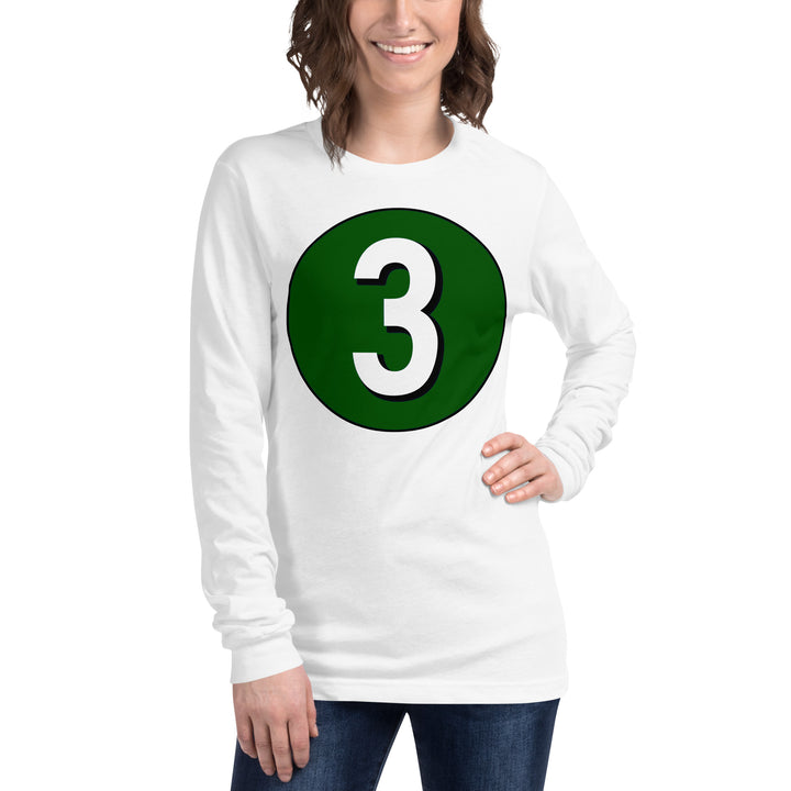 Unisex Long Sleeve Tee: White on Hunter Green 3