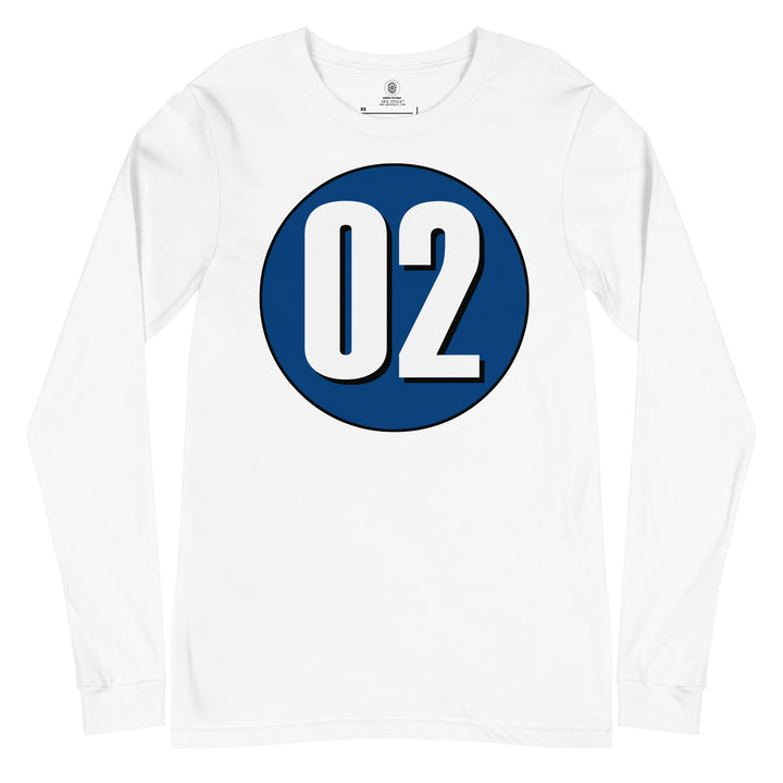 Unisex Long Sleeve Tee: White on Navy Blue 02