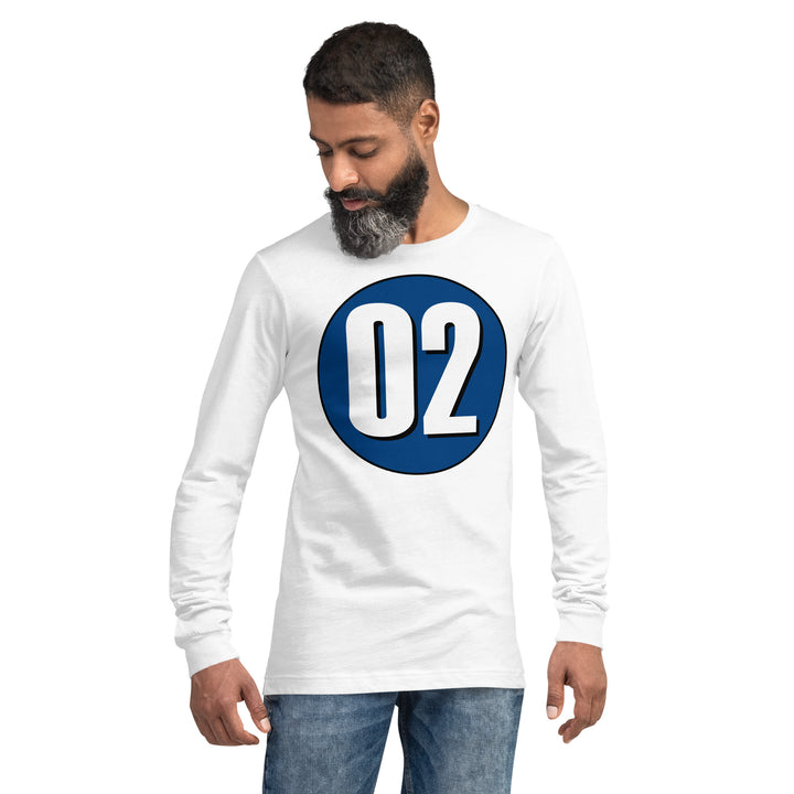 Unisex Long Sleeve Tee: White on Navy Blue 02