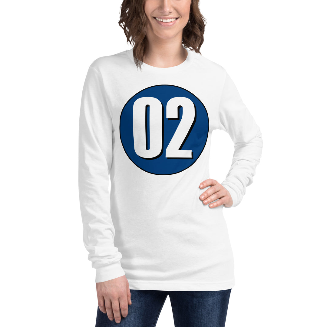 Unisex Long Sleeve Tee: White on Navy Blue 02