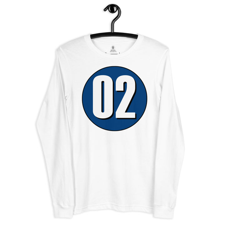 Unisex Long Sleeve Tee: White on Navy Blue 02