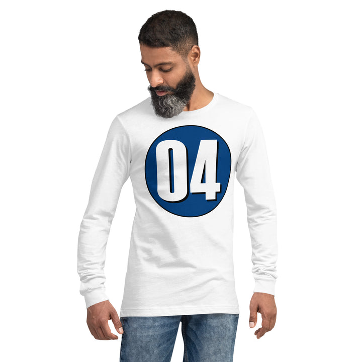 Unisex Long Sleeve Tee: White on Navy Blue 04