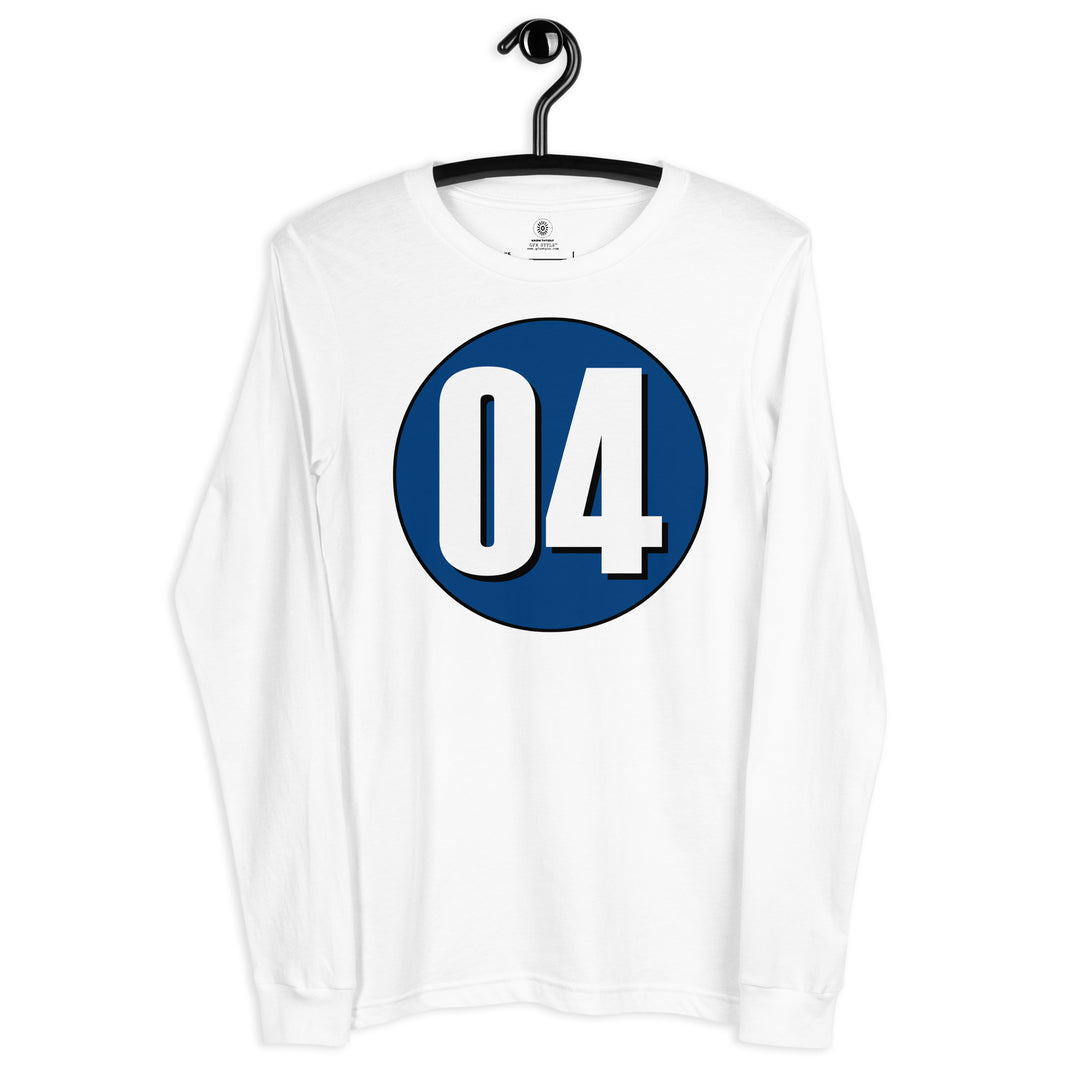 Unisex Long Sleeve Tee: White on Navy Blue 04