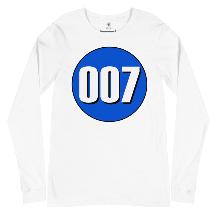 Unisex Long Sleeve Tee: White on Periwinkle 007