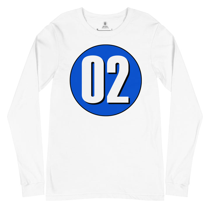 Unisex Long Sleeve Tee: White on Periwinkle 02