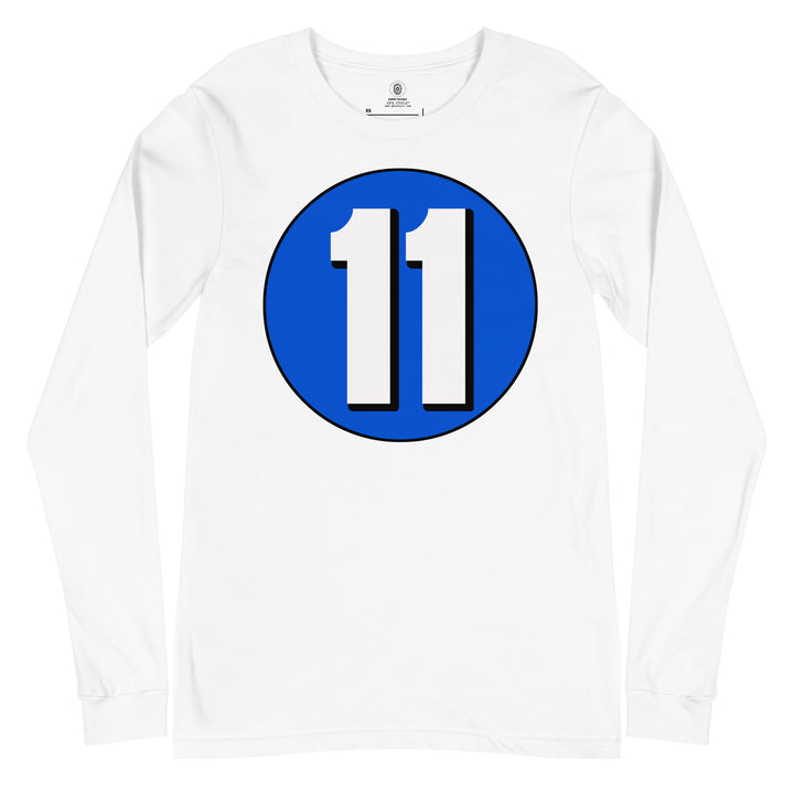 Unisex Long Sleeve Tee: White on Periwinkle 11