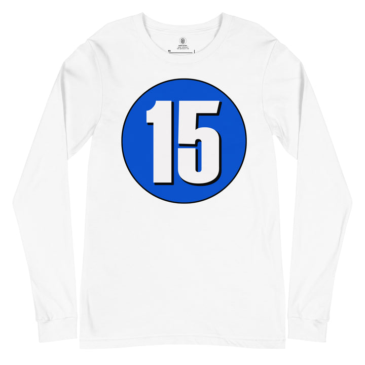 Unisex Long Sleeve Tee: White on Periwinkle 15