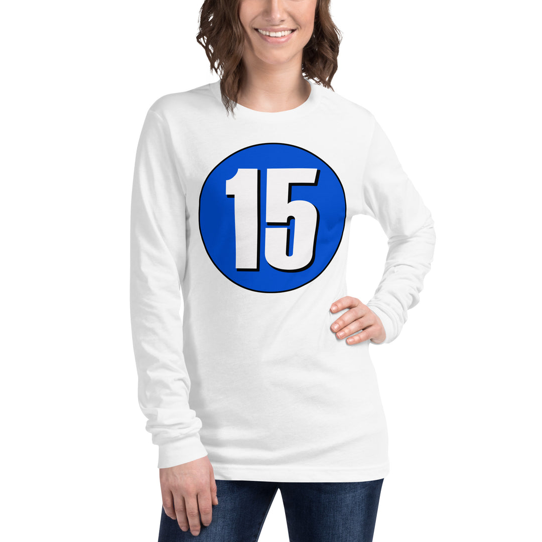 Unisex Long Sleeve Tee: White on Periwinkle 15