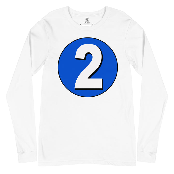 Unisex Long Sleeve Tee: White on Periwinkle 2