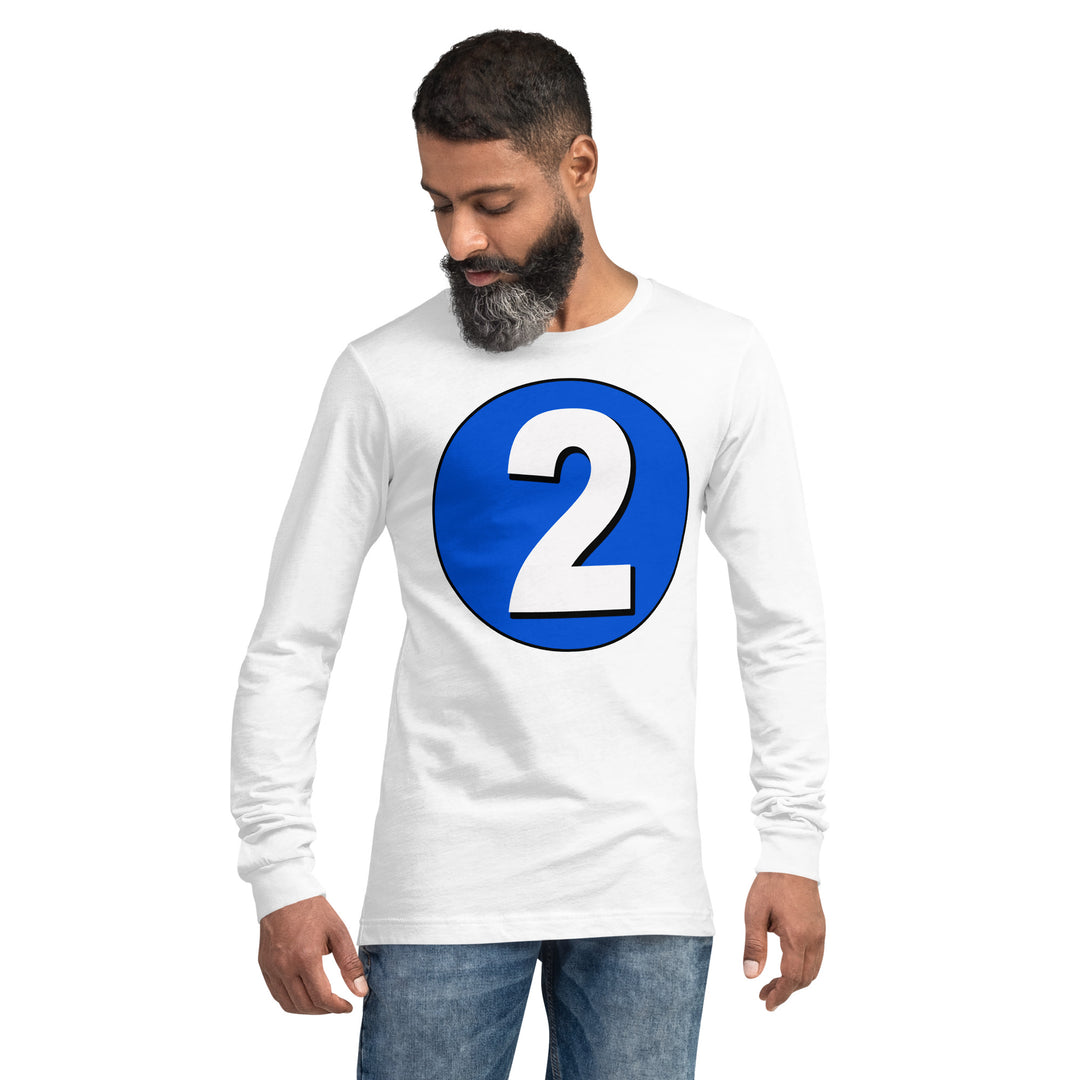 Unisex Long Sleeve Tee: White on Periwinkle 2