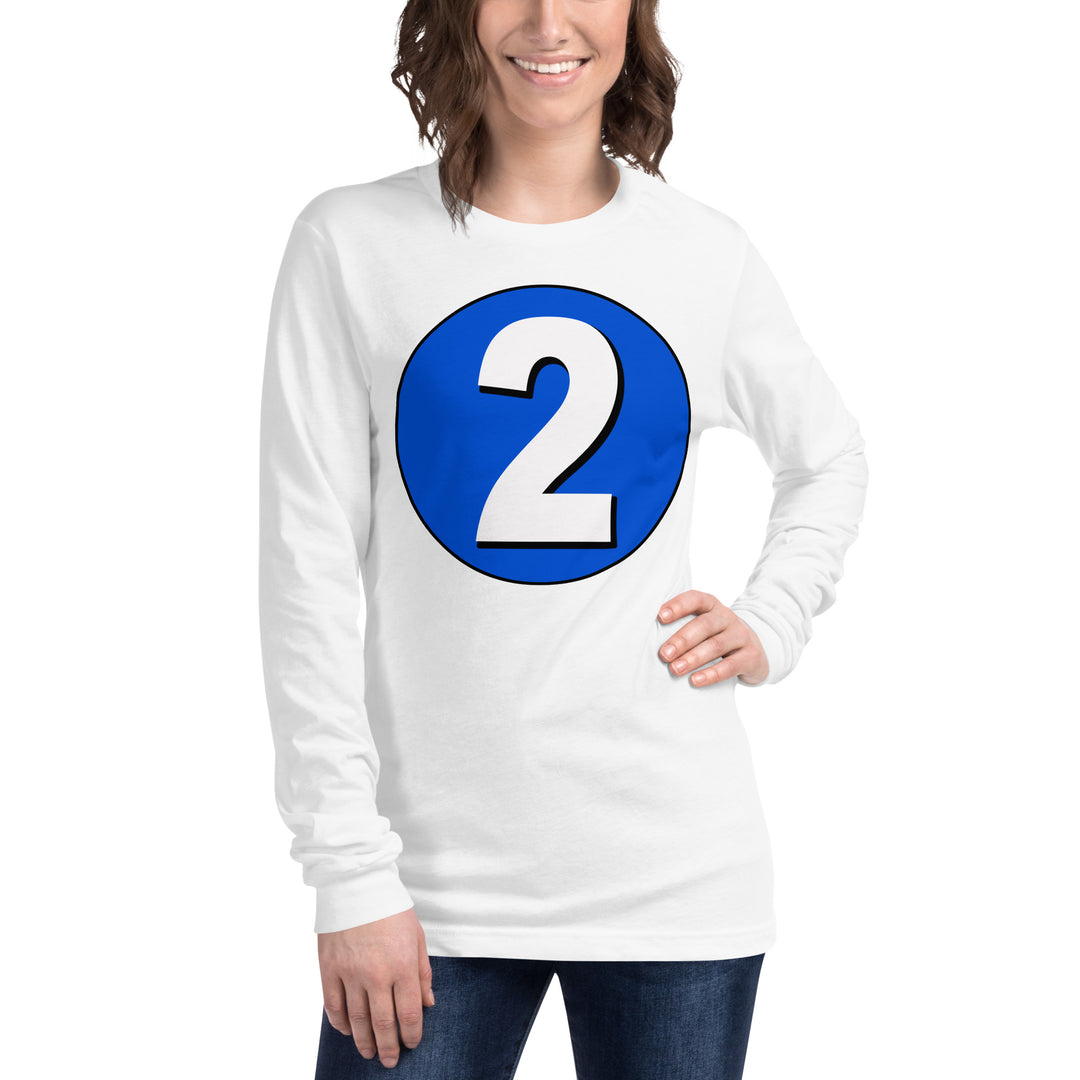 Unisex Long Sleeve Tee: White on Periwinkle 2