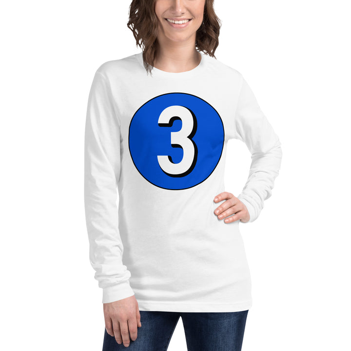 Unisex Long Sleeve Tee: White on Periwinkle 3