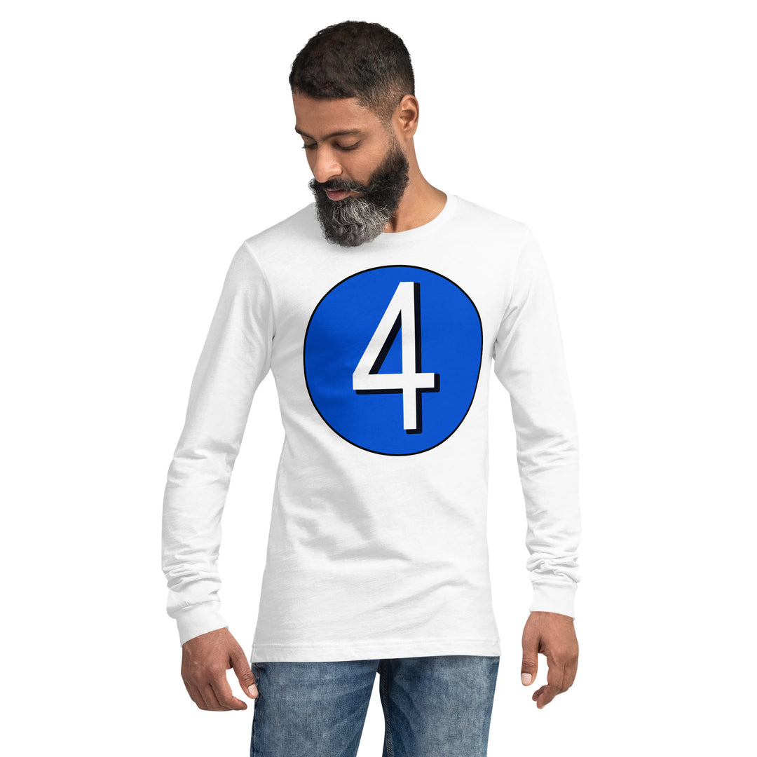 Unisex Long Sleeve Tee: White on Periwinkle 4