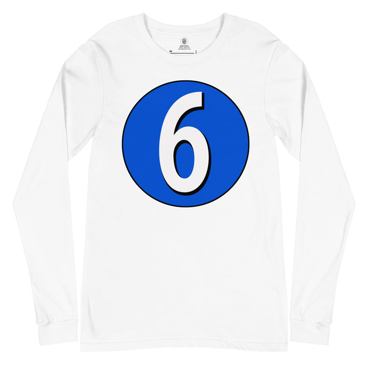 Unisex Long Sleeve Tee: White on Periwinkle 6