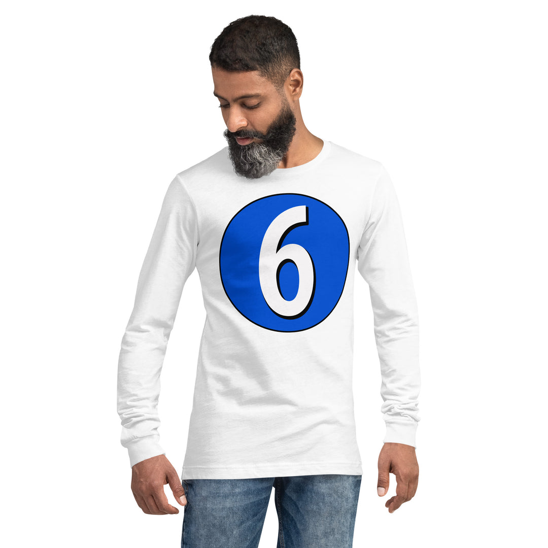 Unisex Long Sleeve Tee: White on Periwinkle 6