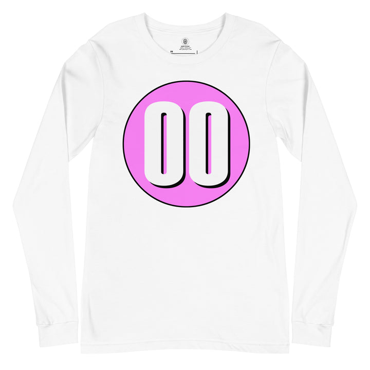 Unisex Long Sleeve Tee: White on Pink 00