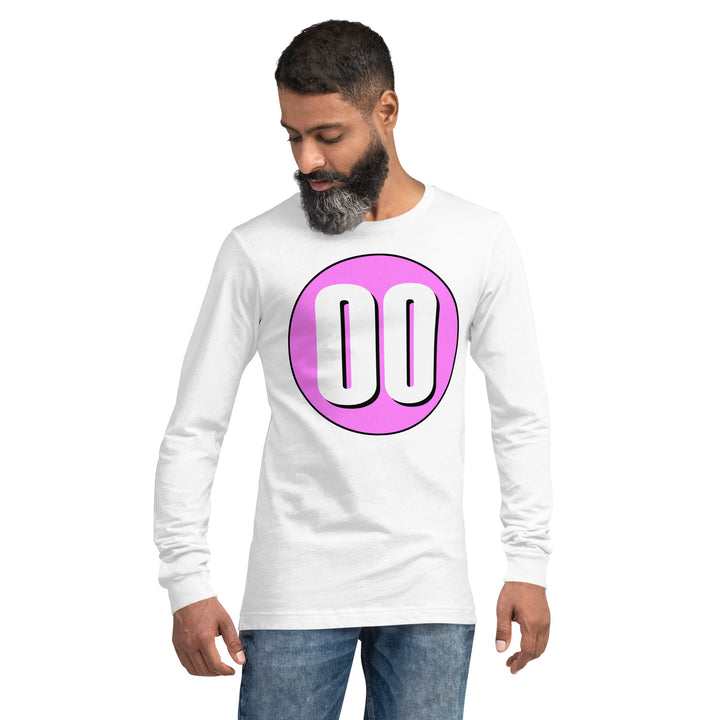 Unisex Long Sleeve Tee: White on Pink 00