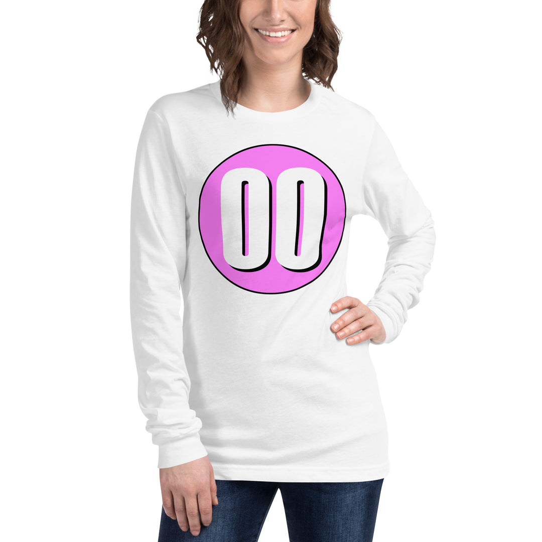 Unisex Long Sleeve Tee: White on Pink 00