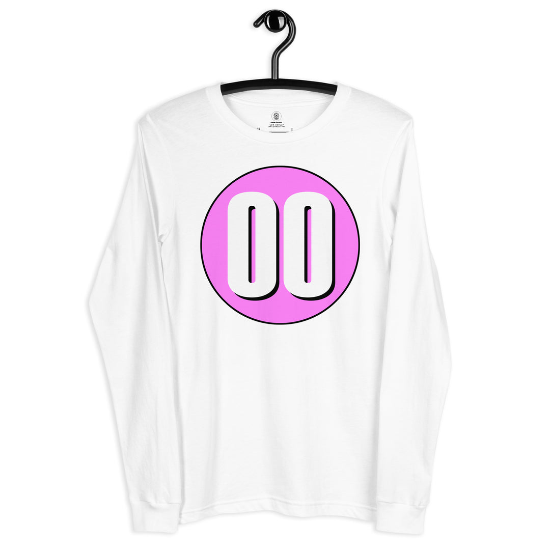 Unisex Long Sleeve Tee: White on Pink 00