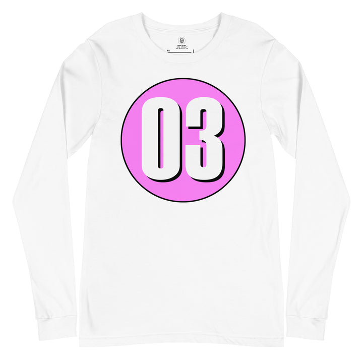 Unisex Long Sleeve Tee: White on Pink 03