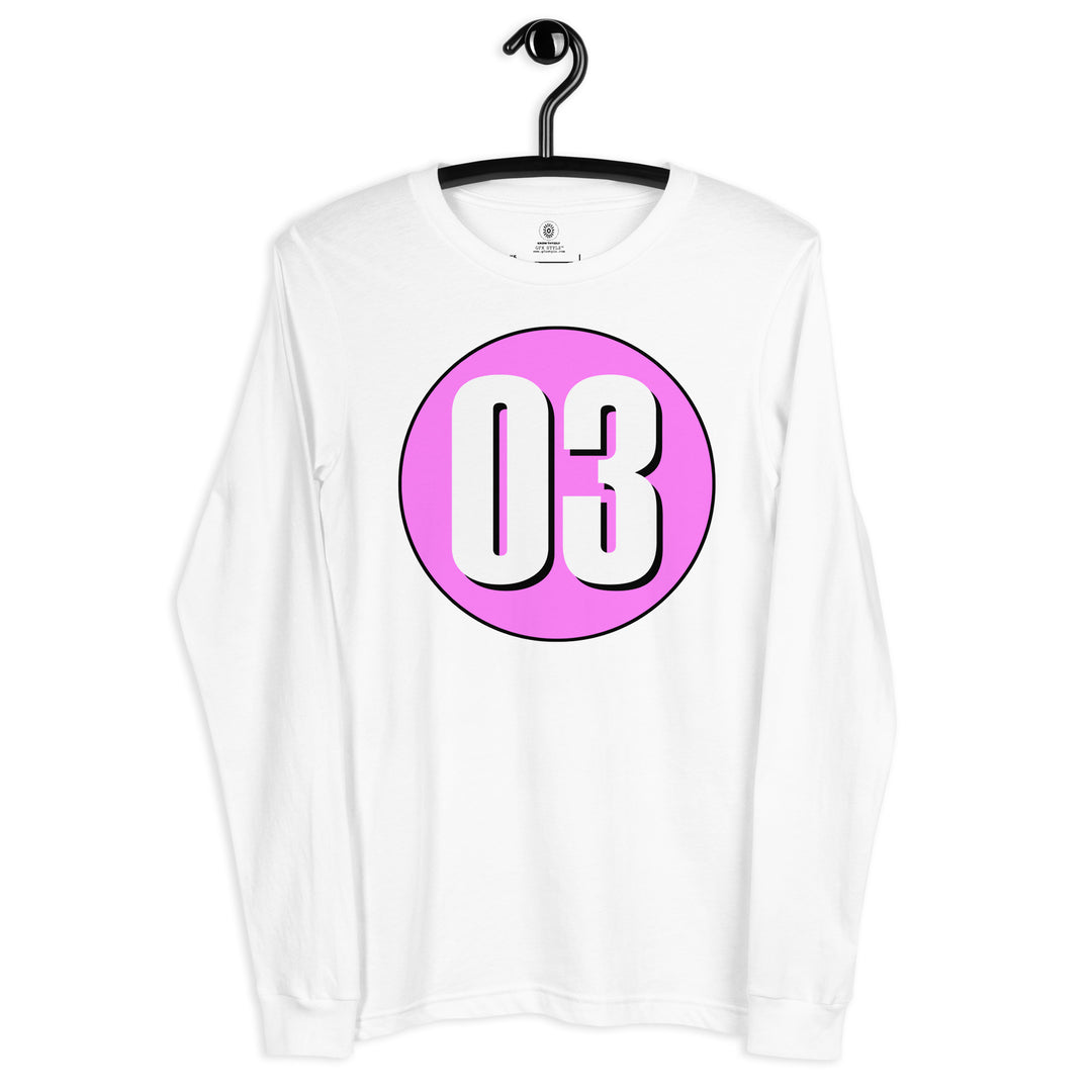 Unisex Long Sleeve Tee: White on Pink 03