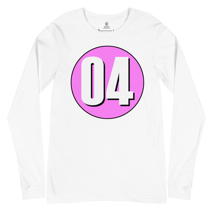 Unisex Long Sleeve Tee: White on Pink 04