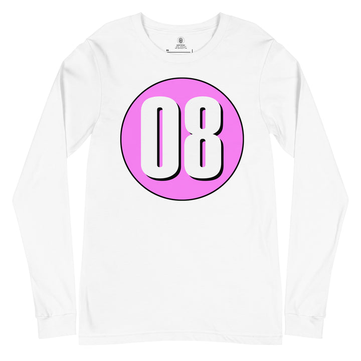 Unisex Long Sleeve Tee: White on Pink 08