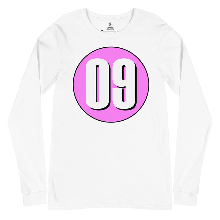 Unisex Long Sleeve Tee: White on Pink 09